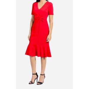 LONDON TIMES FLOUNCE MIDI TWIST DRESS/ NEW WITH TAG / RETAIL $89 / SIZE 6 / RED
